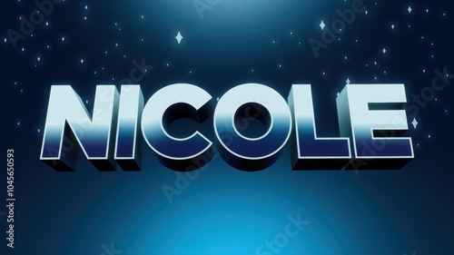 Stylized Text: 'NICOLE' Displayed in Bold Letters with a Cosmic Background, Suitable for Branding or Personal Touches.