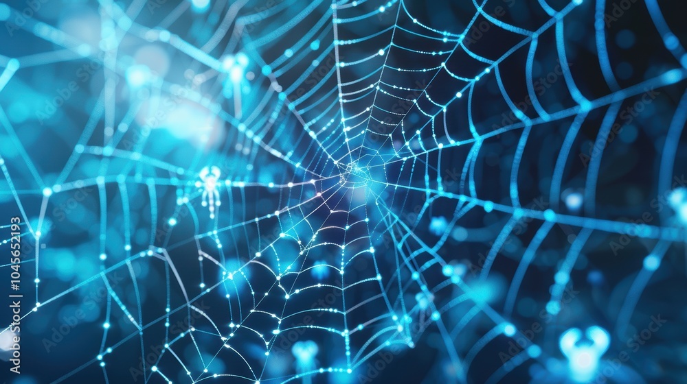 Obraz premium Networking for Business Growth: Conceptual Spider Web with Business Icons