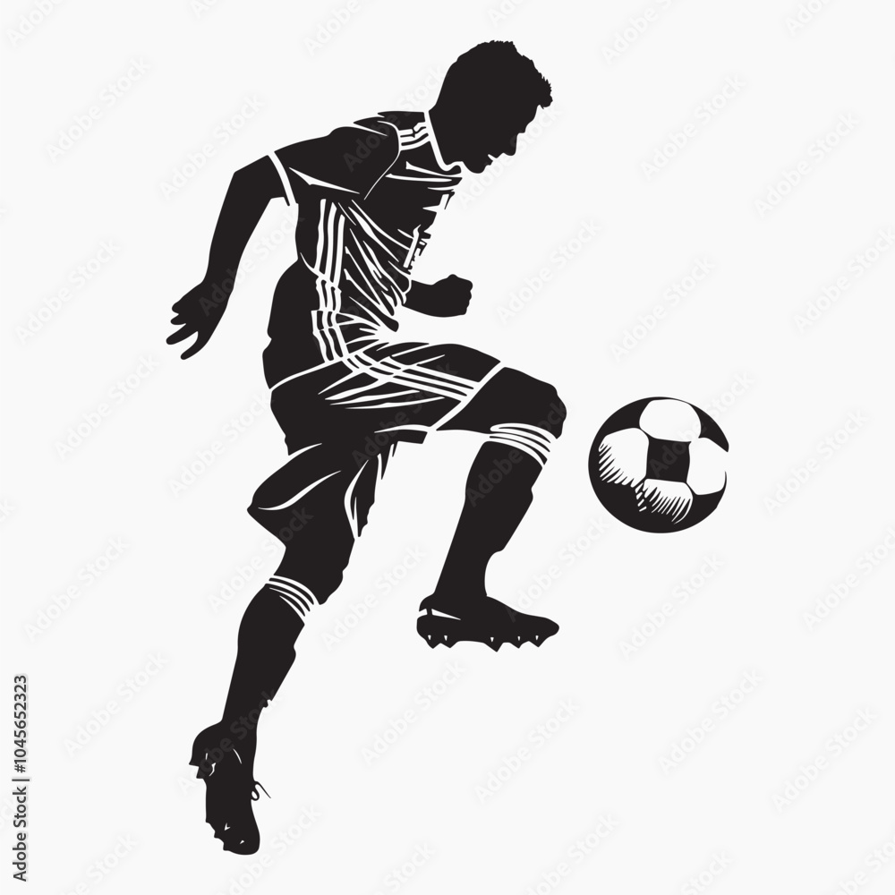 Fototapeta premium Silhouette soccer player kicking ball