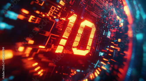 Wallpaper Mural A 10-second countdown timer with a retro digital font, featuring flickering numbers that occasionally glitch out with static and distortion effects. The background pulses with vibr Torontodigital.ca