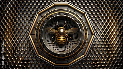 Premium Bee Art with Gold and Honeycomb Symmetry photo