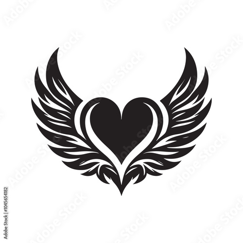 Love Feathered Wings Silhouette Vector Illustrations – Perfect for Romantic Designs