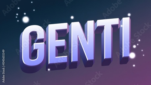 Stylized Text Illustration: 'GENTI' in Bold, Colorful 3D with Gradient Background for Branding or Digital Projects photo