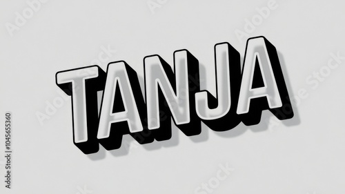 3D Text Graphic: Bold and Stylized 'TANJA' with Shadow Effect for Creative Projects