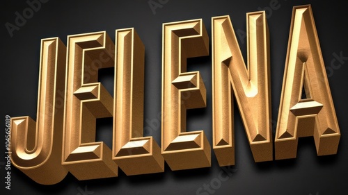 3D Golden Typography: The Bold Text 'JELENA' on a Dark Background for Creative Design Projects