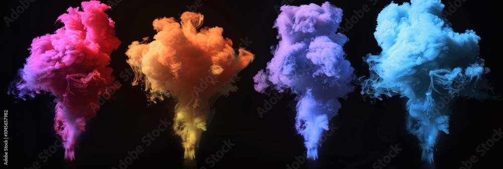 Dynamic colorful smoke effects on black background Dynamic colorful smoke effects on black background