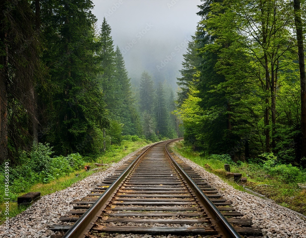 Fototapeta premium railroad tracks in the forest