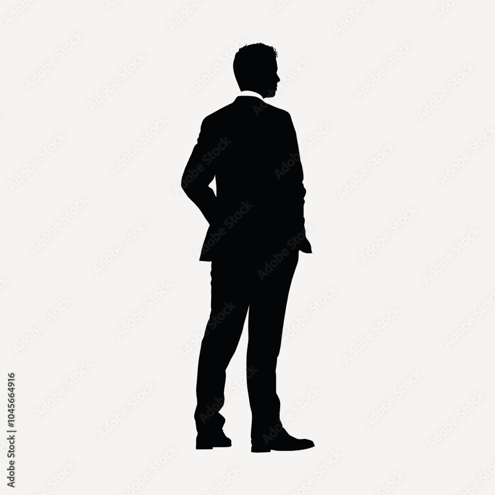 Silhouette businessman standing profile Silhouette businessman standing profile