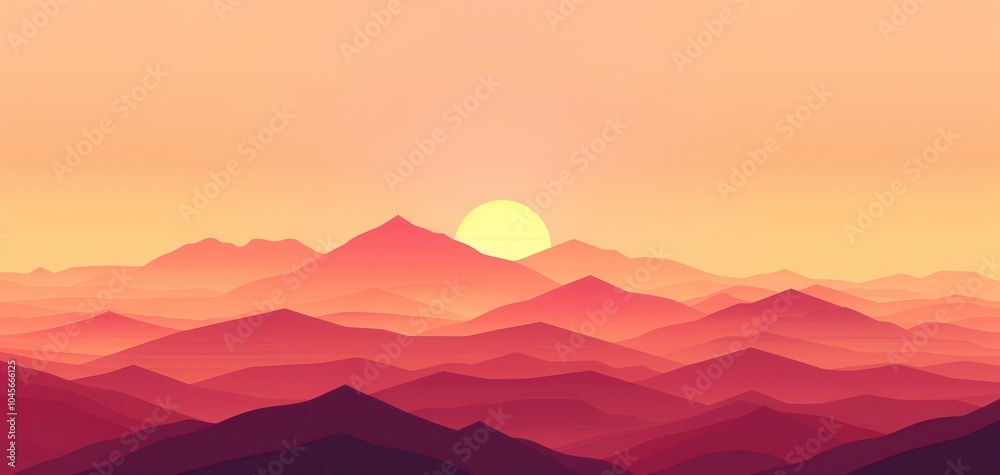 Minimalist Sunset Over Mountain Range in Warm Tones Minimalist Sunset Over Mountain Range in Warm Tones