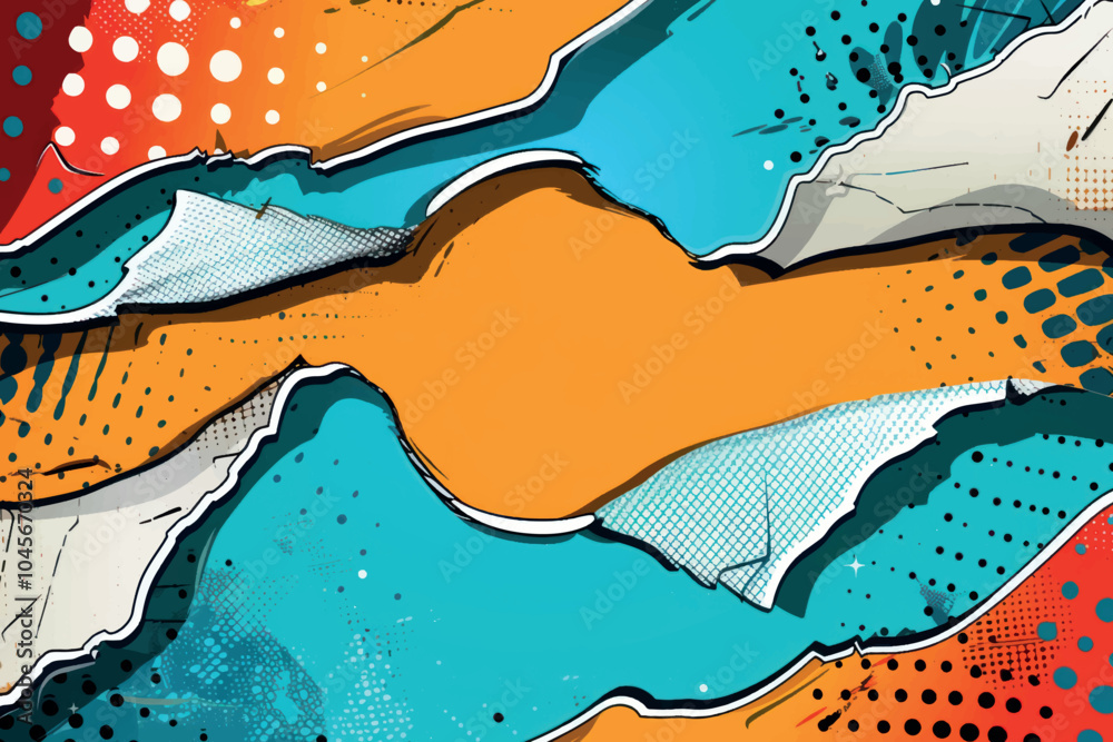 Fototapeta premium Vibrant torn paper pop art