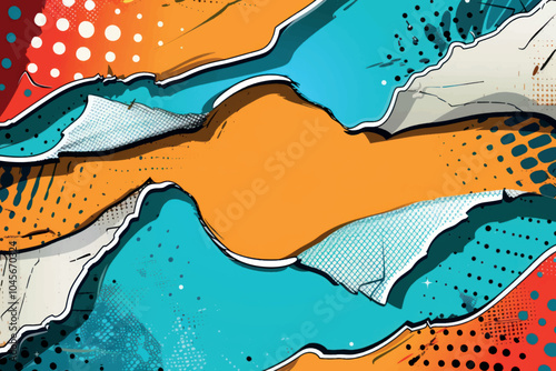 Vibrant torn paper pop art