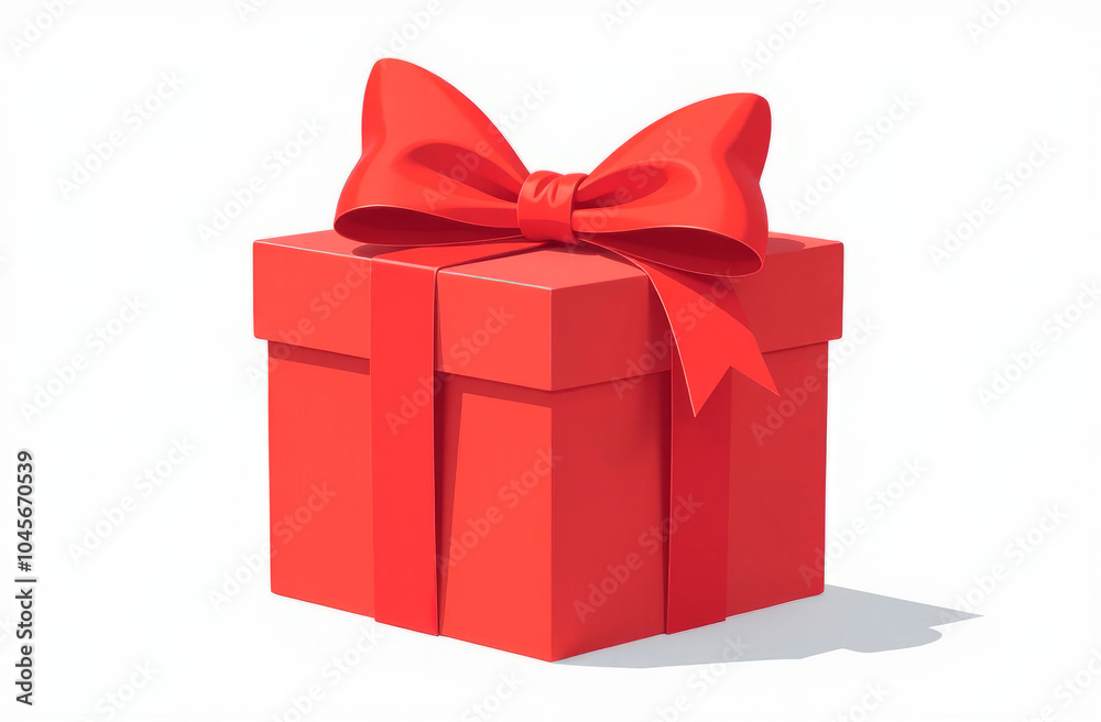 Gift box on white background. Red box with ribbon in flat style. New year or Christmas present, gift box on Birthday. Banner with a place for text, copy space Gift box on white background. Red box with ribbon in flat style. New year or Christmas present, gift box on Birthday. Banner with a place for text, copy space