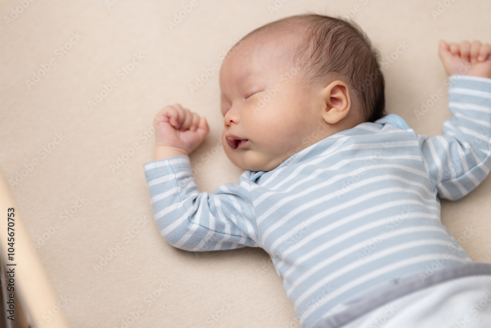 Adorable newborn baby sleep on bed Adorable newborn baby sleep on bed