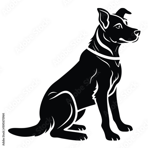 create a dog silhouette vector with a white background