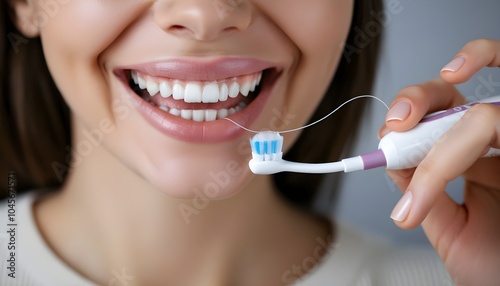 Close-up of ultrasonic electric toothbrush emphasizing dental hygiene and effective teeth care techniques