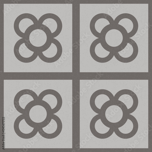 Panot flower tile Barcelona. Vector illustration. Design inspired by the grey hydraulic cement tiles of the streets of Barcelona called panot