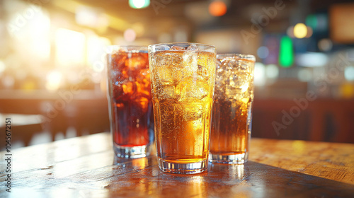 refreshing glass of iced tea and lemonade, garnished with a slice of lemon. The vibrant colors and condensation evoke summer vibes, relaxation, and hydration