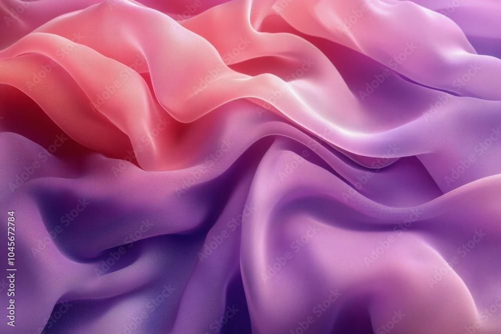 Obraz premium Colorful flowing fabric with elegant waves and soft gradients in hues of pink and purple