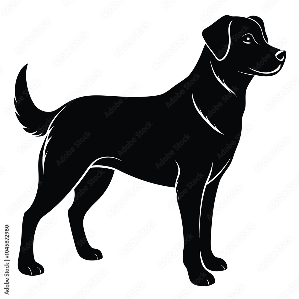 create a dog silhouette vector with a white background