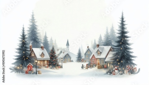 bosque navidad. estilo acuarela. tarjeta 