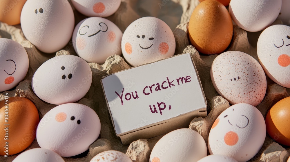 Funny eggs in light box with 
