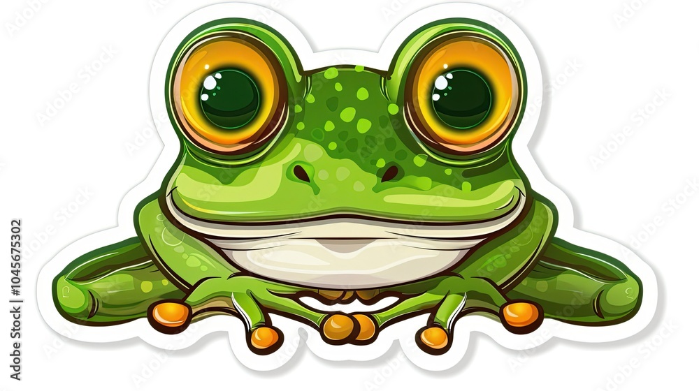 Fototapeta premium Cute cartoon frog with big eyes