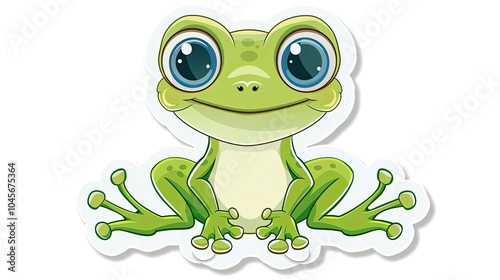 Cute cartoon vector-style frog with large eyes photo