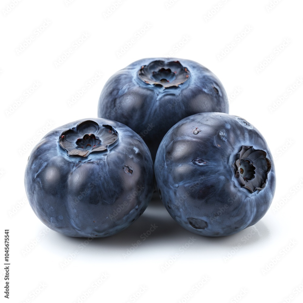 Obraz premium Fresh and Appetizing Blueberries in Full Detail Macro Shot on Pristine White Background