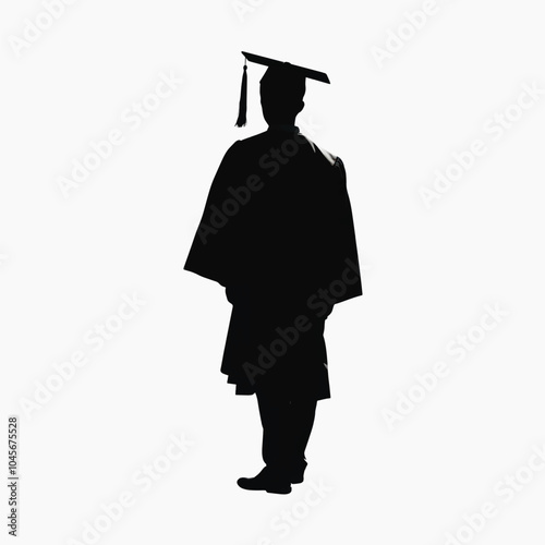 Silhouette graduate in cap gown