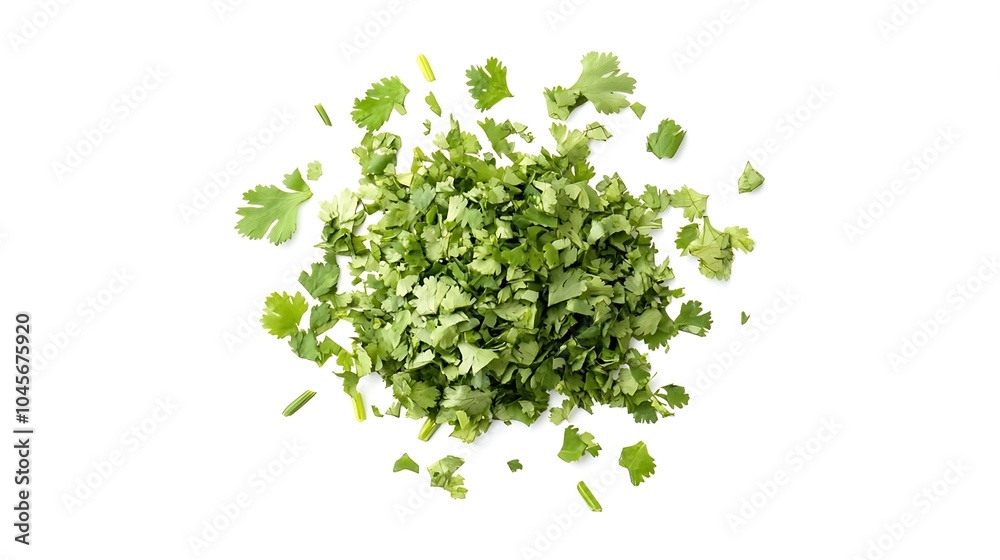 Fresh Chopped Cilantro Green Herb Organic Cooking Ingredient Isolated White Background Fresh Chopped Cilantro Green Herb Organic Cooking Ingredient Isolated White Background