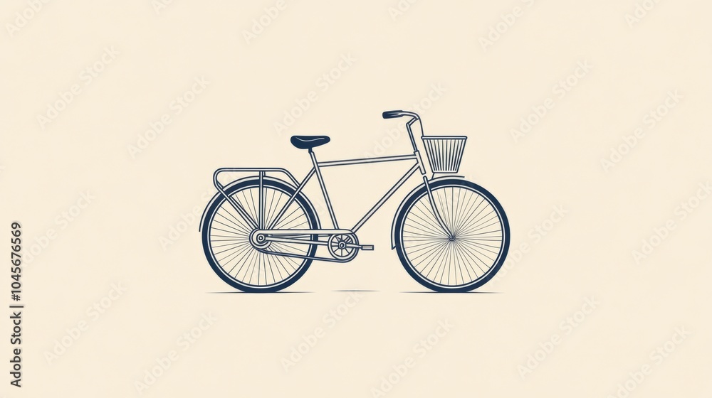 A sleek, minimalistic bicycle with smooth lines and a basket showcases eco-friendly travel, perfect for a sustainable lifestyle. Generative AI A sleek, minimalistic bicycle with smooth lines and a basket showcases eco-friendly travel, perfect for a sustainable lifestyle. Generative AI