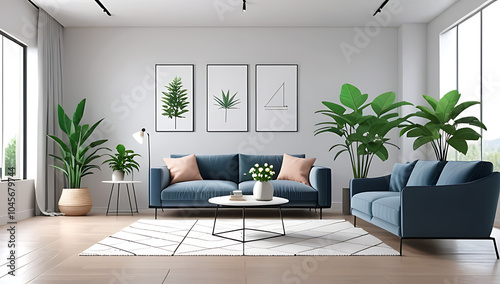 living room interior includes armchair plant rendering visuals realistic scene