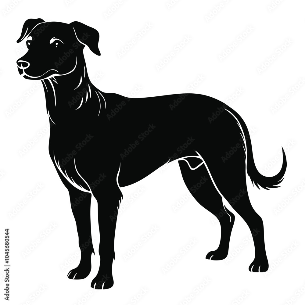 create a dog silhouette vector with a white background