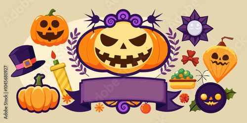 Halloween levels badges  Vector Illustration