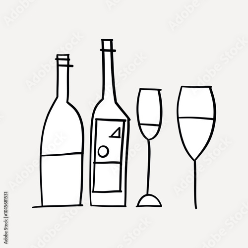 Minimalist wine bottle illustration