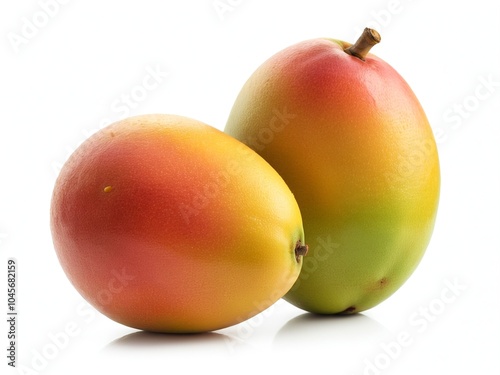 Bunch of Fresh Keitt Mangoes on a White Background