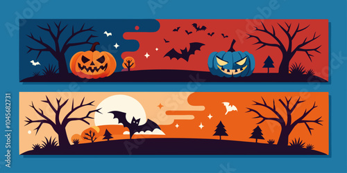 Halloween banners and web headers Vector Illustration