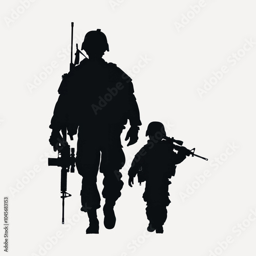 Soldiers silhouette with weapons