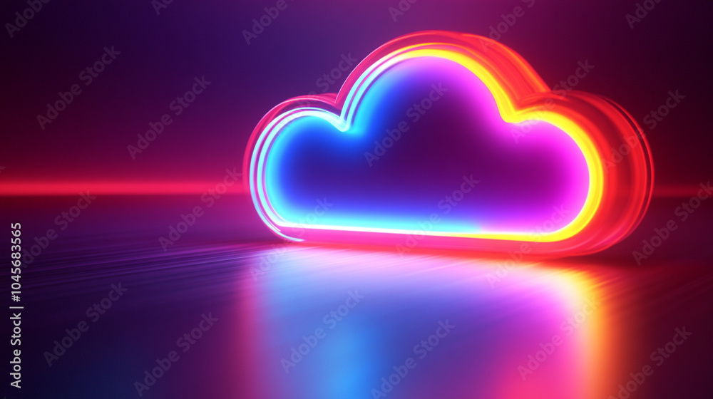 glowing, bright-colored cloud icon symbolizes the limitless possibilities of online innovation, creativity, and digital communication, representing a fusion of technology and imagination glowing, bright-colored cloud icon symbolizes the limitless possibilities of online innovation, creativity, and digital communication, representing a fusion of technology and imagination