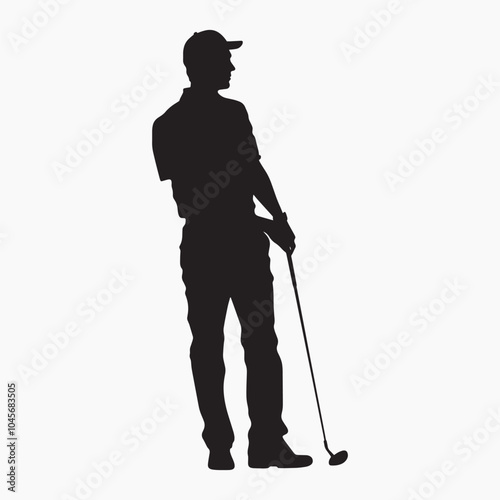 Silhouette golfer holding golf club