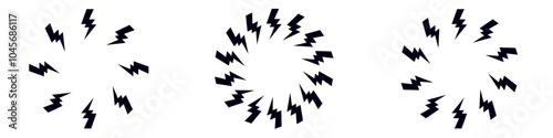 Bolt zap circle frame.Flash lightning round border design