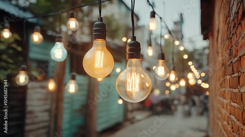 Colorful string lights illuminating a festive street, vibrant Festival of Lights atmosphere photo