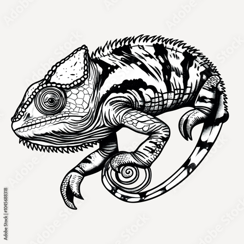 Intricate chameleon tattoo design