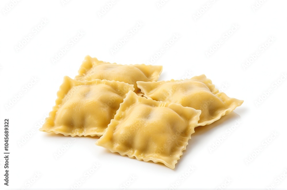 Delicious Fresh Uncooked Ravioli Pasta Isolated on a White Background Delicious Fresh Uncooked Ravioli Pasta Isolated on a White Background