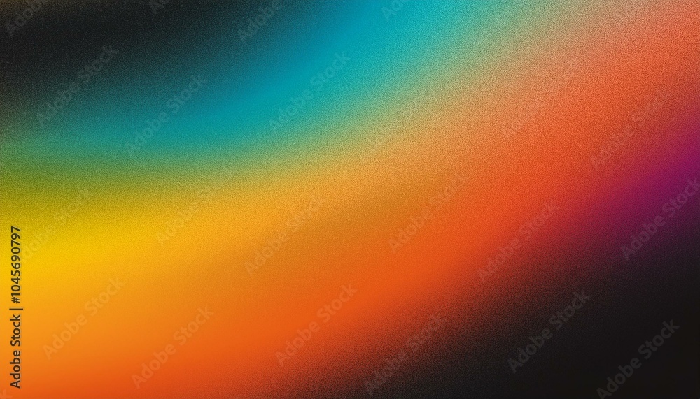 Naklejka premium Grainy, vibrant gradient background with glowing abstract shapes in yellow, green, orange, and blue.