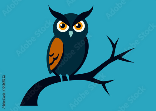 illustration of a Owl perched on a gnarled tree branch vector design