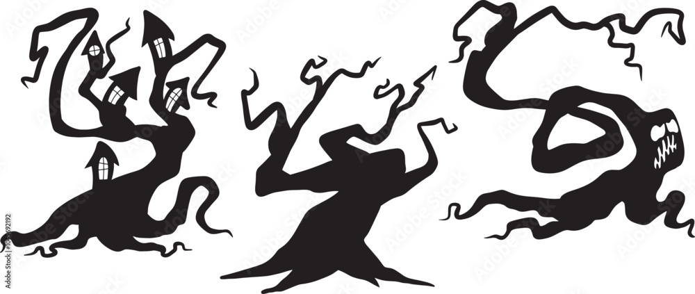Naked trees silhouettes set Leafless Tree, Dead Tree, Trunk Branches drawn isolated illustrations dead Trees silhouette dry tree silhouette with scary look for Halloween halloween tree silhouette set Naked trees silhouettes set Leafless Tree, Dead Tree, Trunk Branches drawn isolated illustrations dead Trees silhouette dry tree silhouette with scary look for Halloween halloween tree silhouette set
