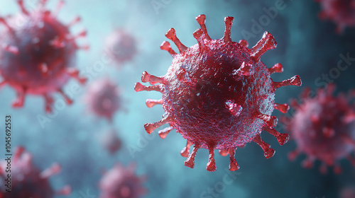 A microscopic view of bacteria or viruses, emphasizing cellular detail