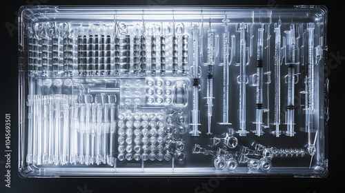An array of syringes neatly arranged in a sterile tray for vaccination purposes
