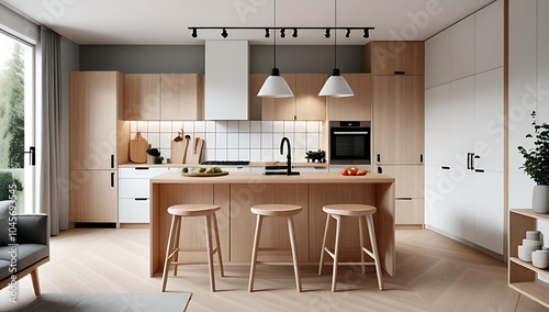 simple scandinavian style kitchen features wooden island chair cozy intimate look always